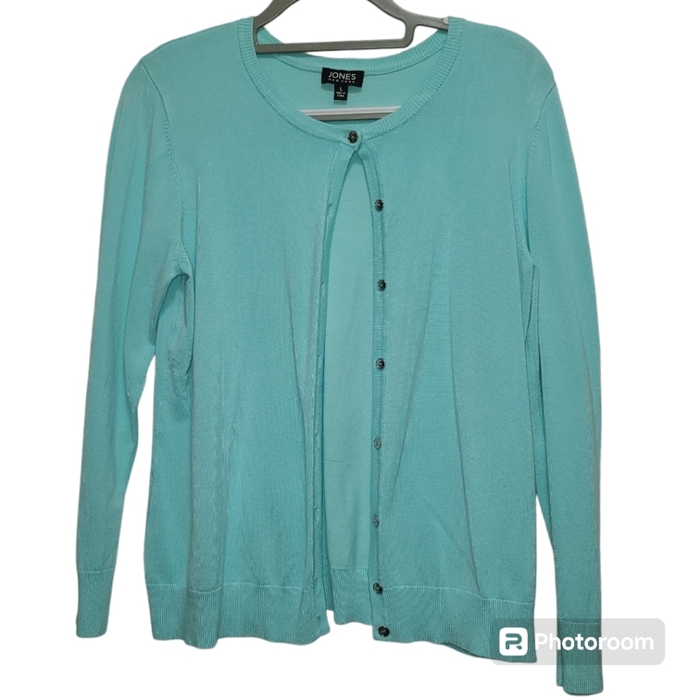 Jones New York Cardigan Women's Large light blue